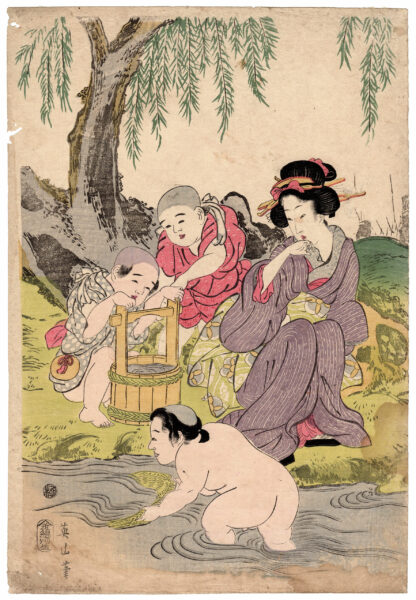 CHILDREN PLAYING AT FISHING (Kikukawa Eizan)